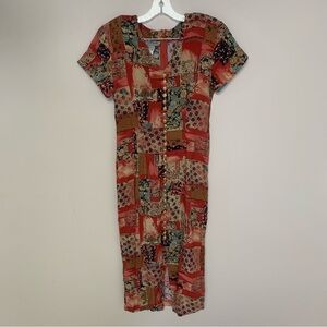 Vintage La Belle Multicolor Patchwork Midi Dress